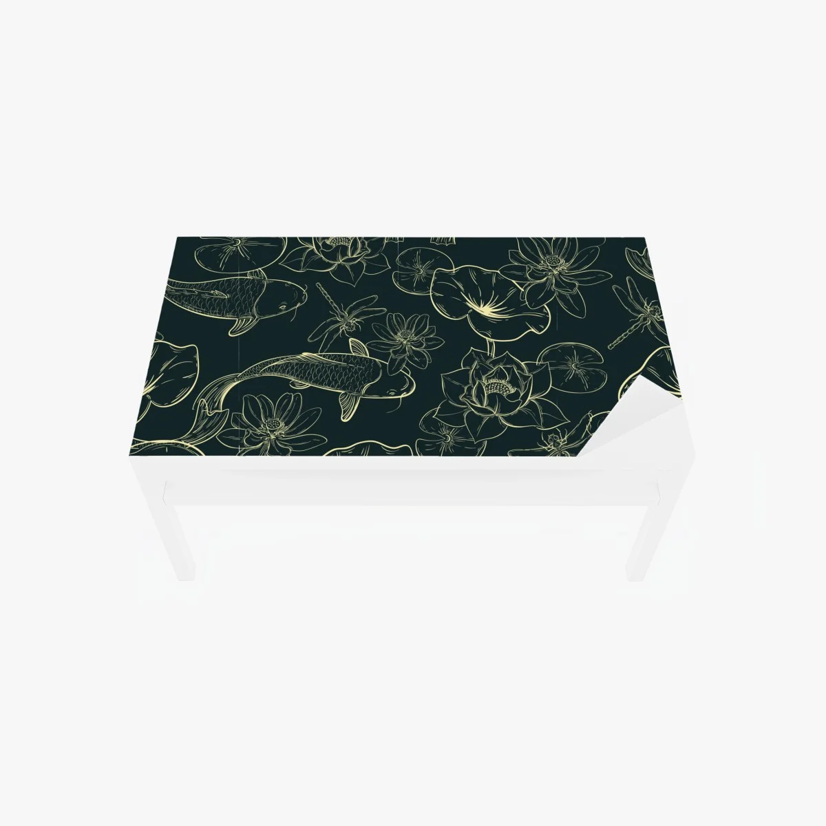 Adesivo per tavolo e scrivania serenità acquatica: carpe koi e fiori di loto • Wallissimo® Adesivo per tavolo e scrivania serenità acquatica: carpe koi e fiori di loto • Wallissimo®