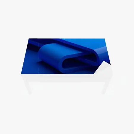 Adesivo per tavolo e scrivania curve geometriche blu • Wallissimo®