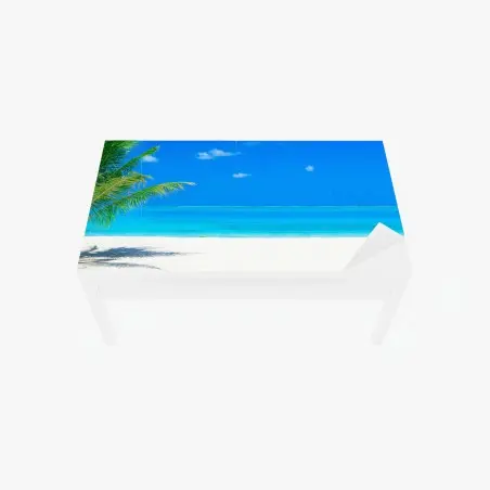 Adesivo per tavolo e scrivania panorama di spiaggia tropicale alle Maldive • Wallissimo®