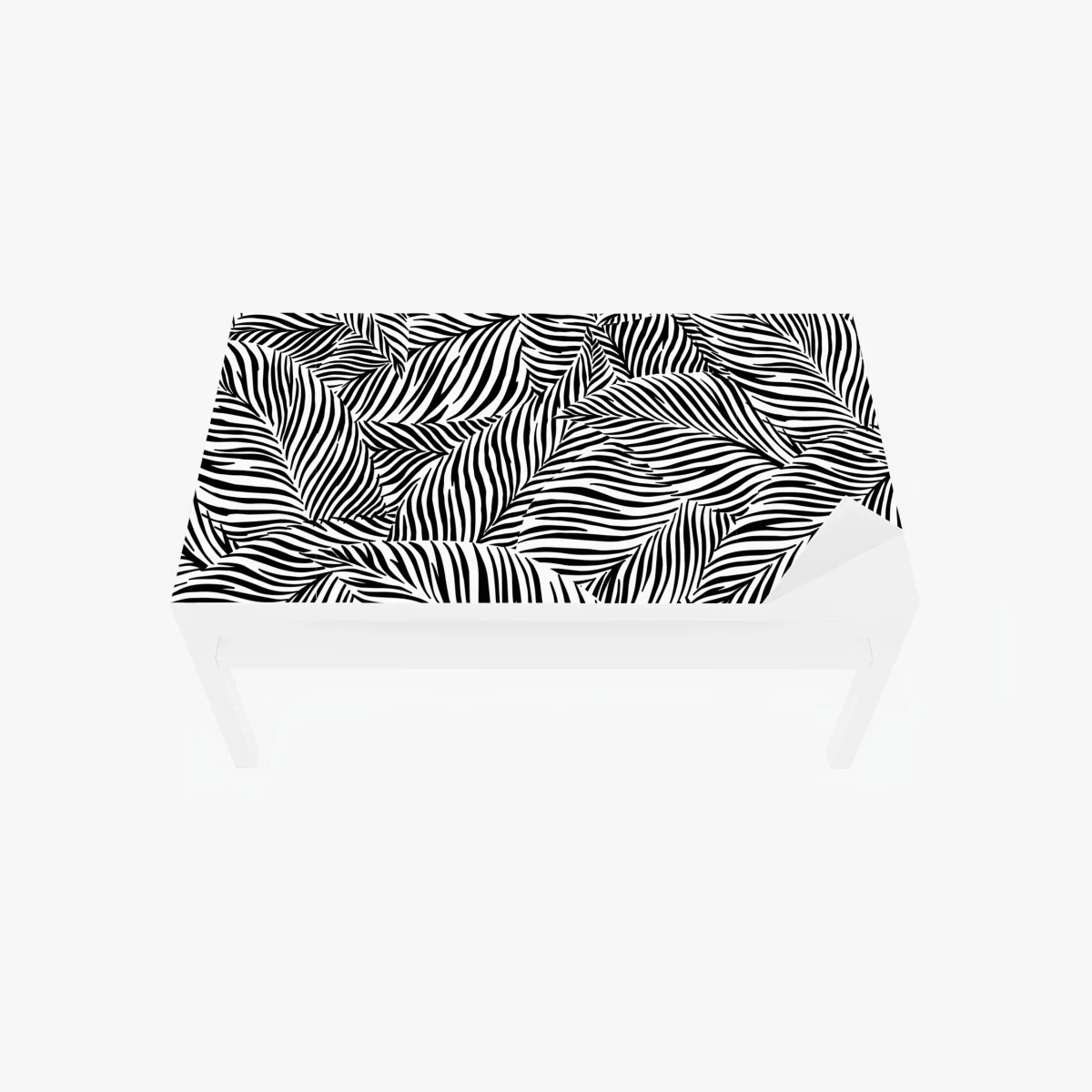Adesivo per tavolo e scrivania trama di foglie a righe in bianco e nero • Wallissimo® Adesivo per tavolo e scrivania trama di foglie a righe in bianco e nero • Wallissimo®