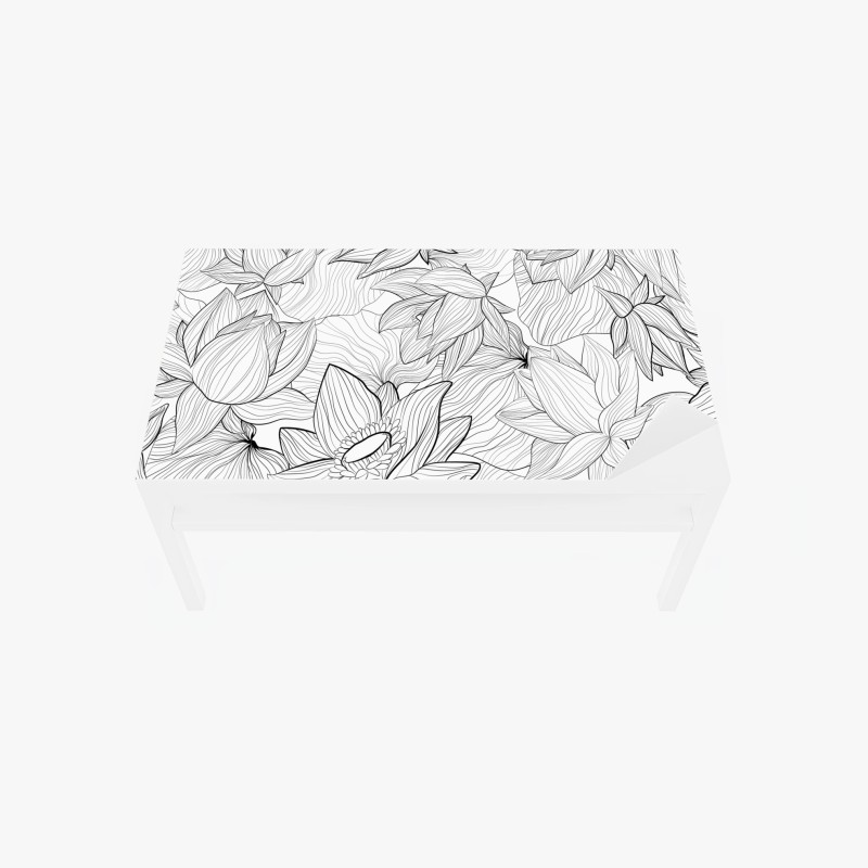 Adesivo per tavolo e scrivania fiori stilizzati in bianco e nero