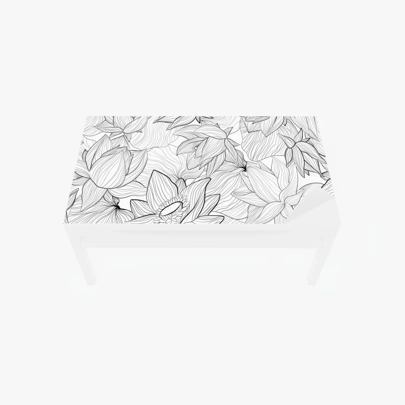 Adesivo per tavolo e scrivania fiori stilizzati in bianco e nero