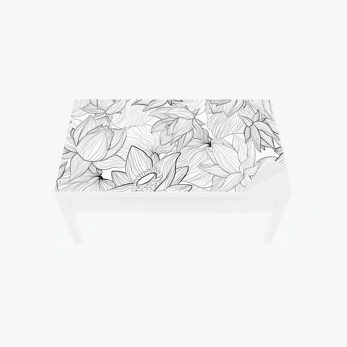 Adesivo per tavolo e scrivania fiori stilizzati in bianco e nero • Wallissimo®