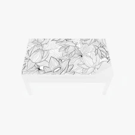 Adesivo per tavolo e scrivania fiori stilizzati in bianco e nero • Wallissimo®