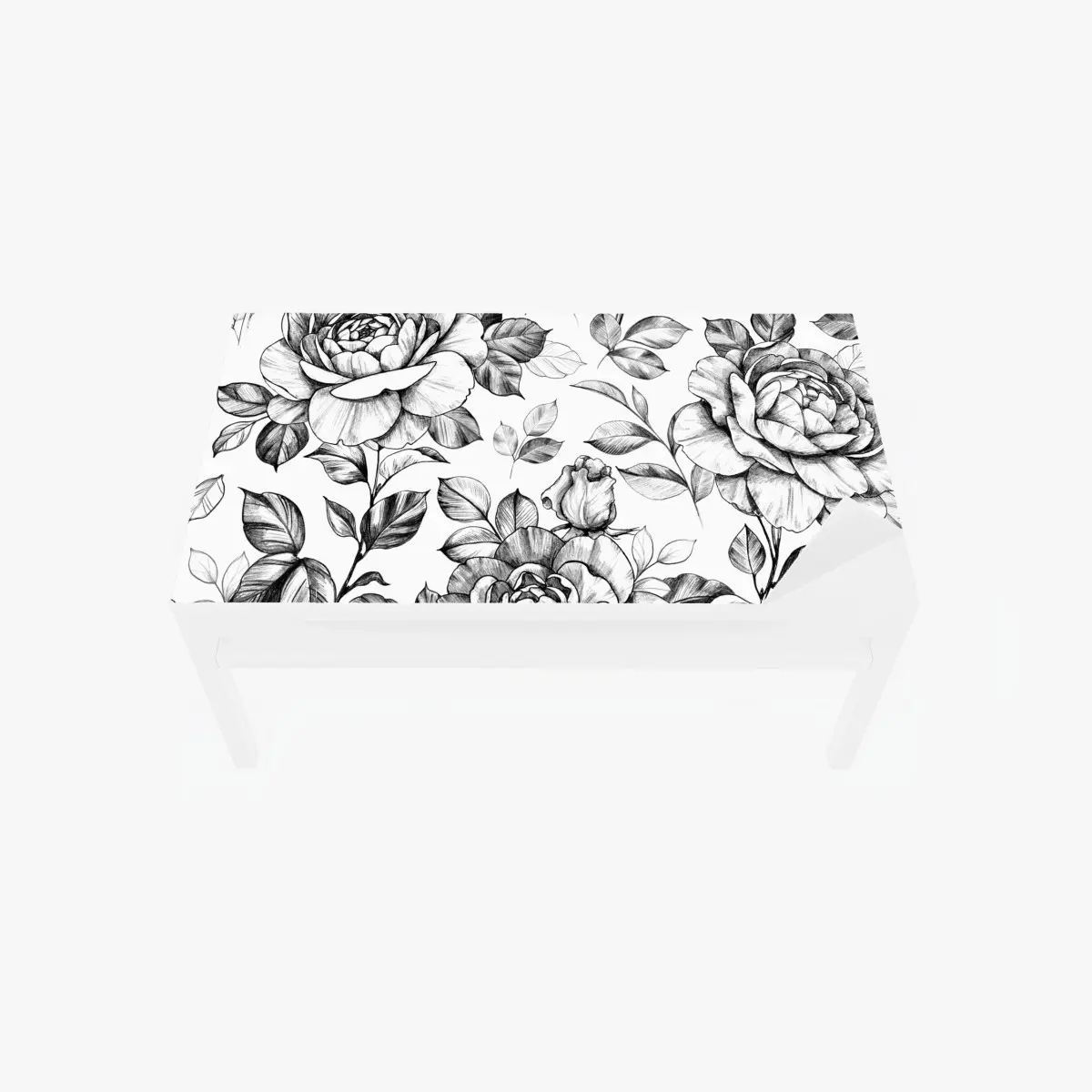 Adesivo per tavolo e scrivania motivo di rose disegnate a matita in stile vintage • Wallissimo®