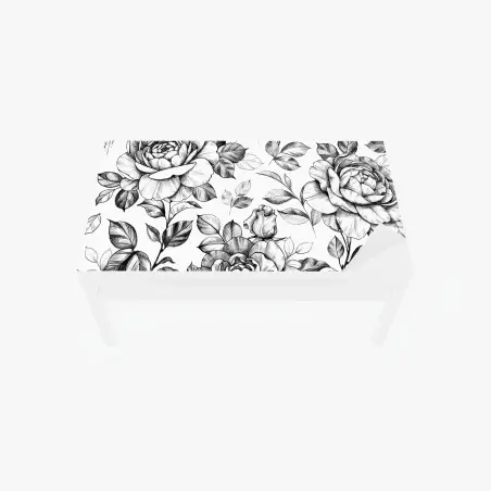 Adesivo per tavolo e scrivania motivo di rose disegnate a matita in stile vintage • Wallissimo®