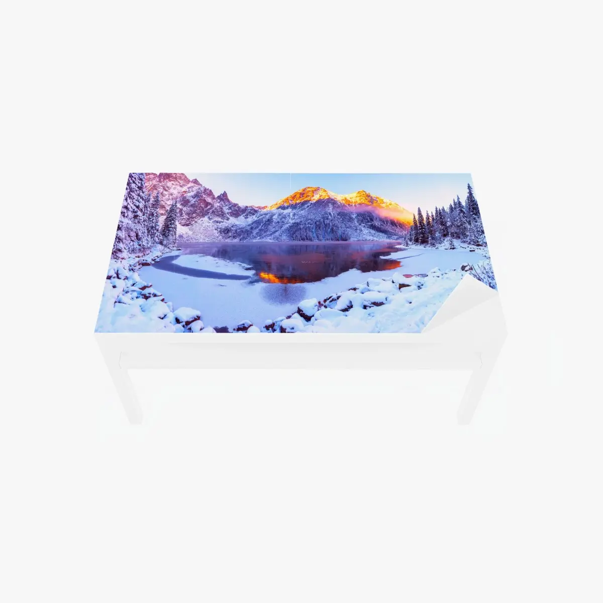 Adesivo per tavolo e scrivania alba dorata sulle Alpi innevate • Wallissimo®