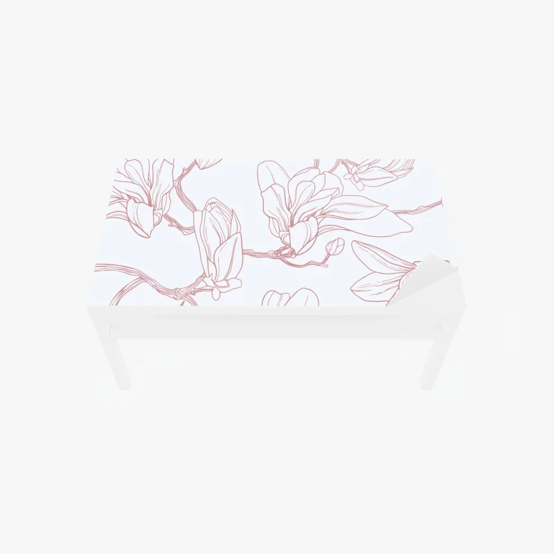 Adesivo per tavolo e scrivania motivo di magnolie su sfondo tenue