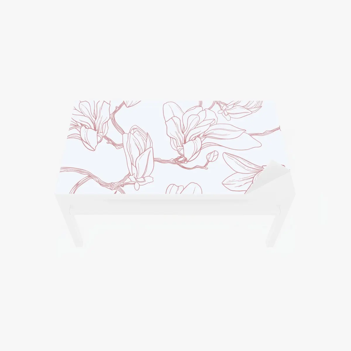 Adesivo per tavolo e scrivania motivo di magnolie su sfondo tenue • Wallissimo®
