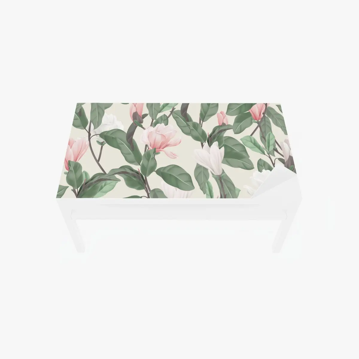 Adesivo per tavolo e scrivania motivo floreale di magnolia anice in toni pastello • Wallissimo®