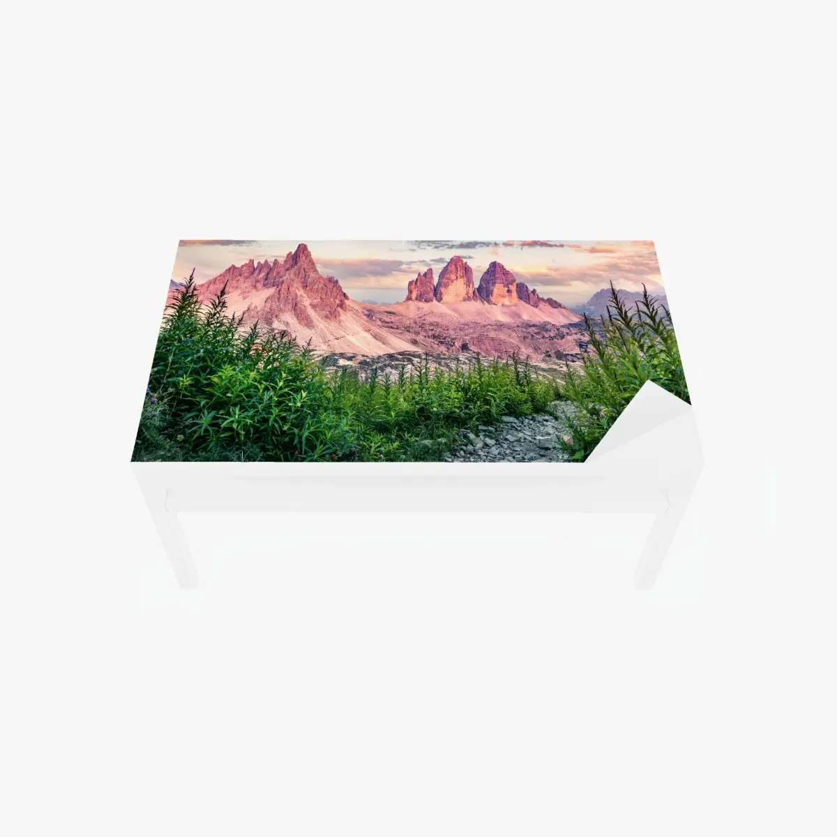 Adesivo per tavolo e scrivania tramonto sulle Tre Cime di Lavaredo • Wallissimo®