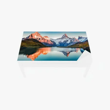 Adesivo per tavolo e scrivania tramonto alpino sul Bachalpsee • Wallissimo®