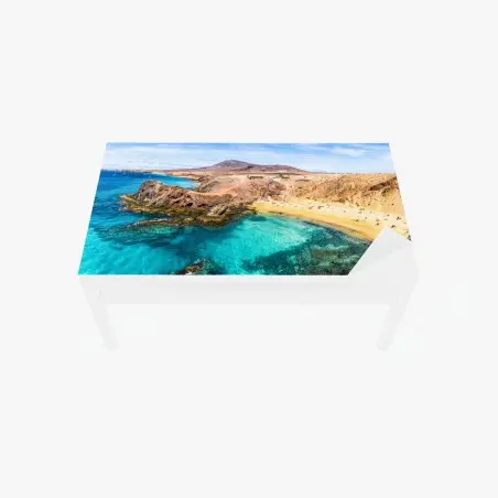 Adesivo per tavolo e scrivania baia turchese di Papagayo, Lanzarote • Wallissimo®