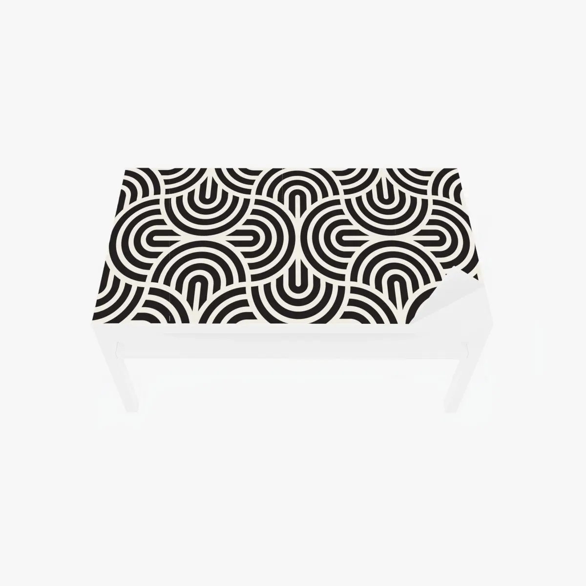 Adesivo per tavolo e scrivania motivo geometrico ottico in bianco e nero • Wallissimo®