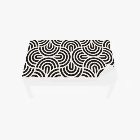 Adesivo per tavolo e scrivania motivo geometrico ottico in bianco e nero • Wallissimo®