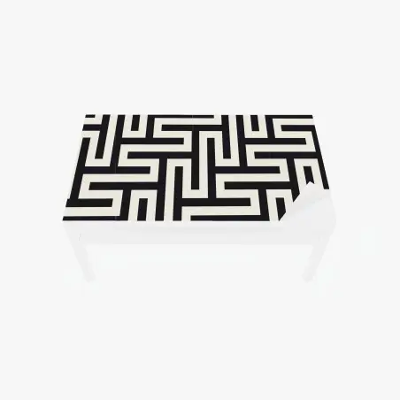 Adesivo per tavolo e scrivania labirinto geometrico in bianco e nero • Wallissimo®