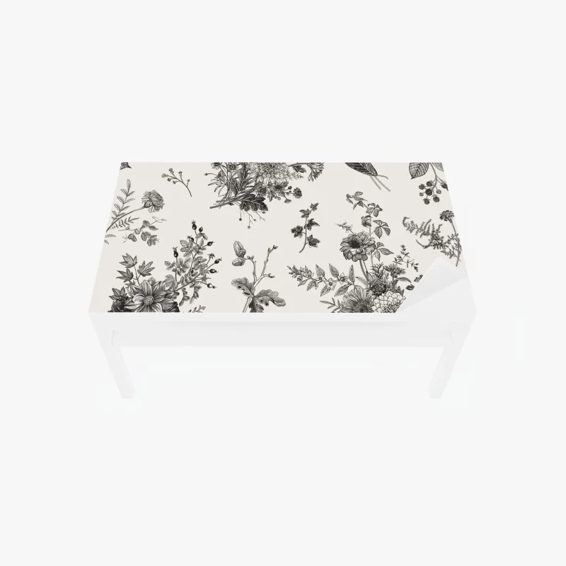 Adesivo per tavolo e scrivania motivo botanico vintage in bianco e nero