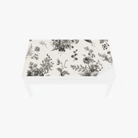 Adesivo per tavolo e scrivania motivo botanico vintage in bianco e nero • Wallissimo®