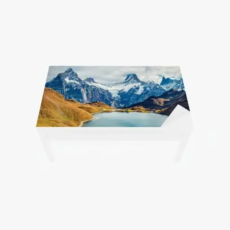 Adesivo per tavolo e scrivania magico panorama autunnale sul lago Bachalpsee e sulle Alpi Svizzere • Wallissimo®