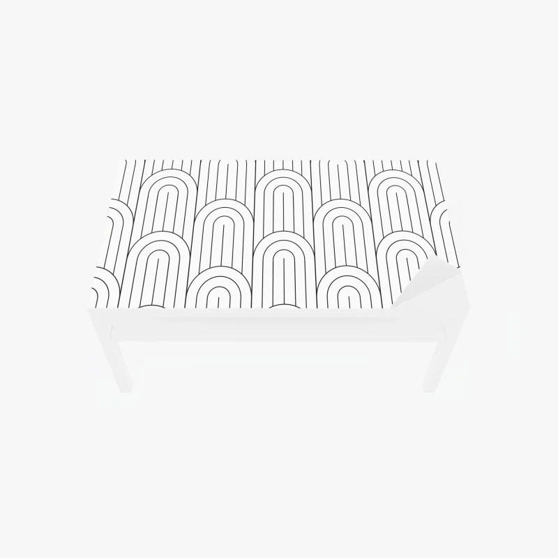 Adesivo per tavolo e scrivania motivo ad archi geometrico minimale in bianco e nero