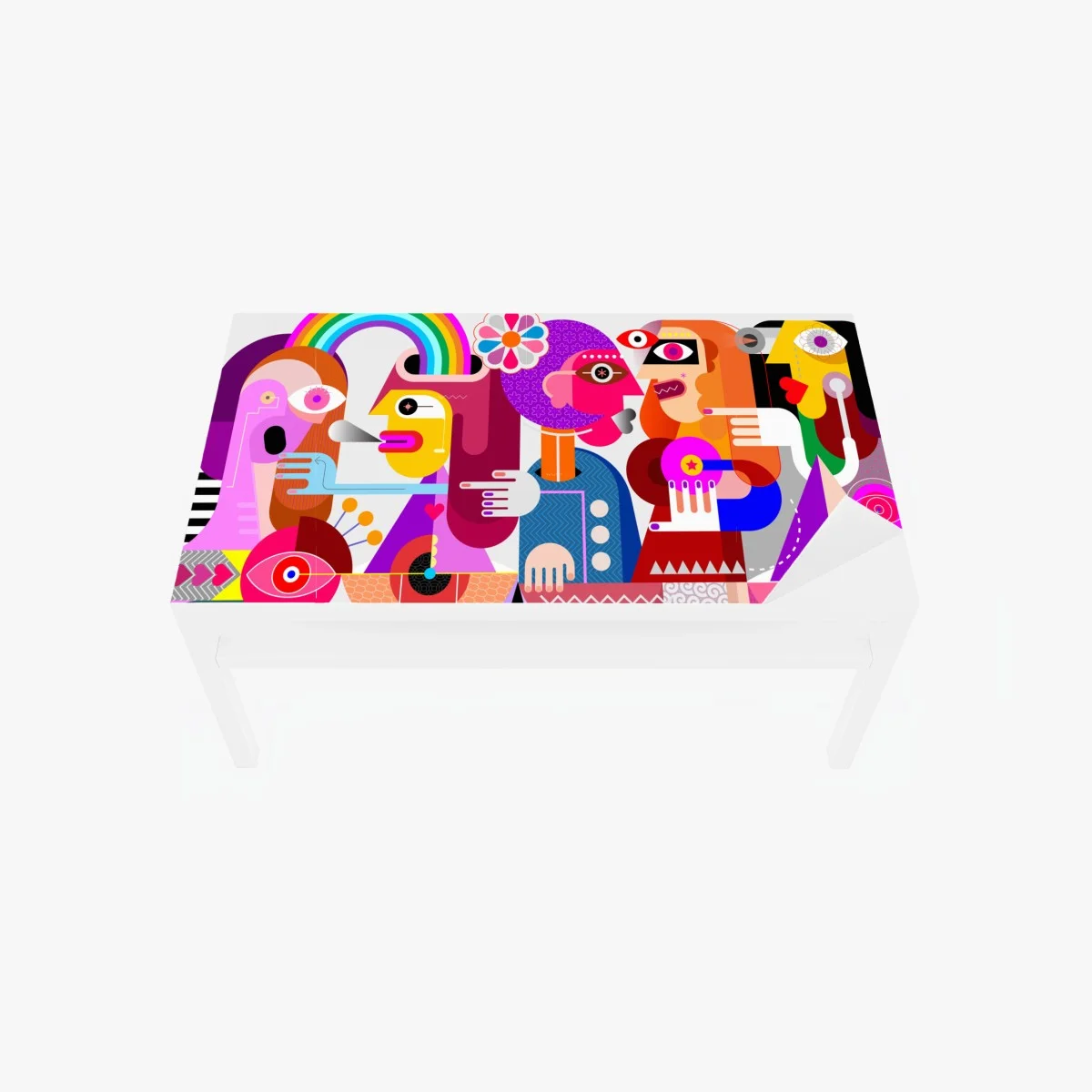 Adesivo per tavolo e scrivania viaggiatore arcobaleno su uccello geometrico • Wallissimo® Adesivo per tavolo e scrivania viaggiatore arcobaleno su uccello geometrico • Wallissimo®