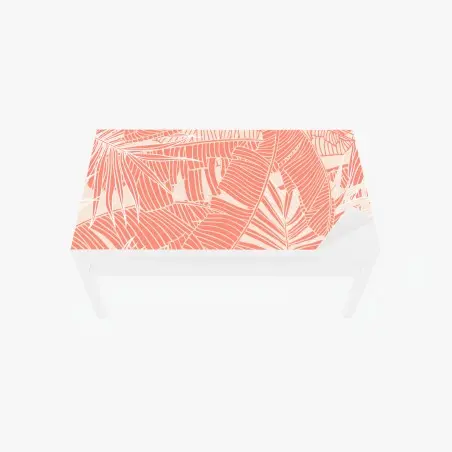 Adesivo per tavolo e scrivania motivo di foglie tropicali color corallo • Wallissimo®