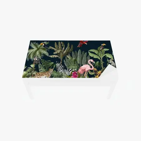 Adesivo per tavolo e scrivania paesaggio tropicale con fauna esotica • Wallissimo®