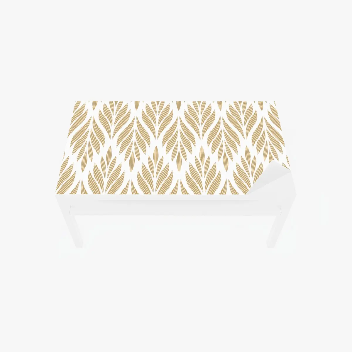 Adesivo per tavolo e scrivania motivo foglia dorata su sfondo bianco • Wallissimo®