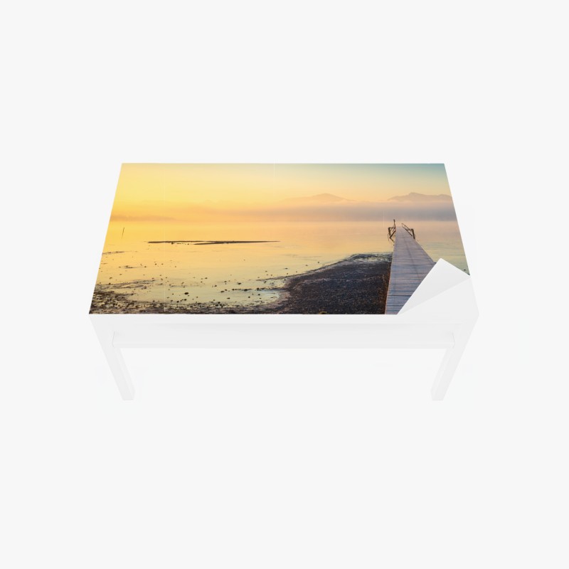 Adesivo per tavolo e scrivania pontile verso l'orizzonte al tramonto