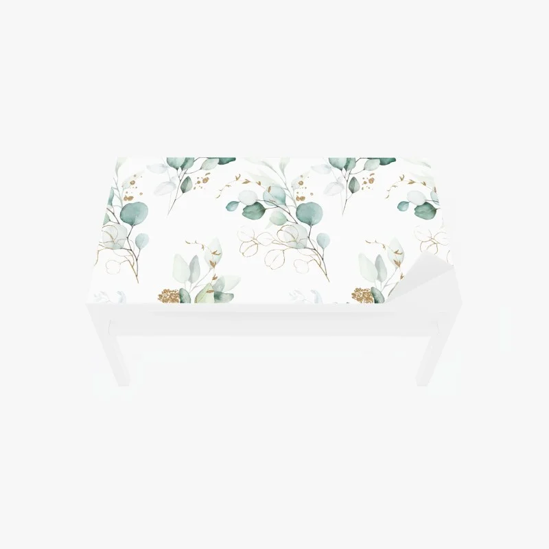 Adesivo per tavolo e scrivania motivo botanico di eucalipto acquerellato