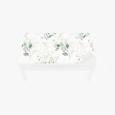 Adesivo per tavolo e scrivania motivo botanico acquerellato con accenti dorati • Wallissimo®