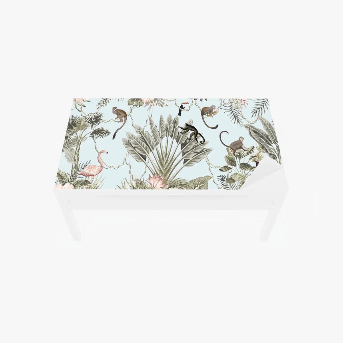Adesivo per tavolo e scrivania paesaggio tropicale con fauna illustrata • Wallissimo® Adesivo per tavolo e scrivania paesaggio tropicale con fauna illustrata • Wallissimo®