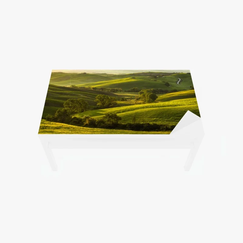Adesivo per tavolo e scrivania colline verdi dorate