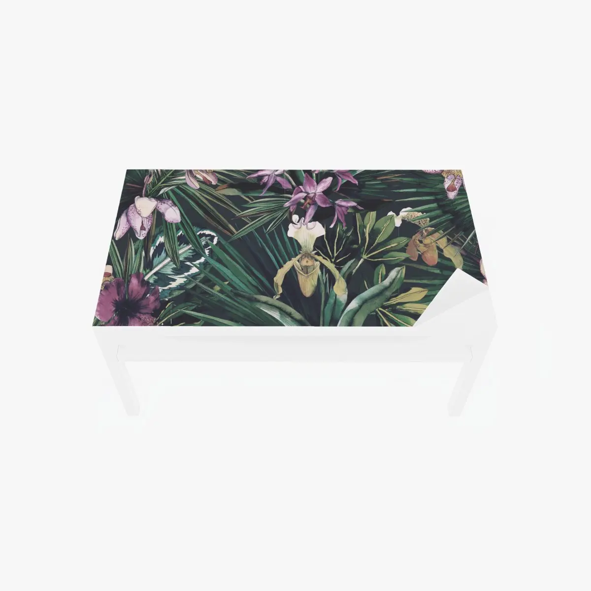 Adesivo per tavolo e scrivania giardino tropicale di orchidee acquerellate • Wallissimo®