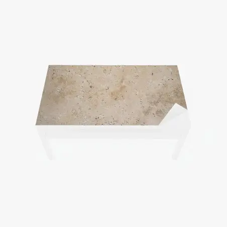 Adesivo per tavolo e scrivania texture di travertino beige naturale • Wallissimo®