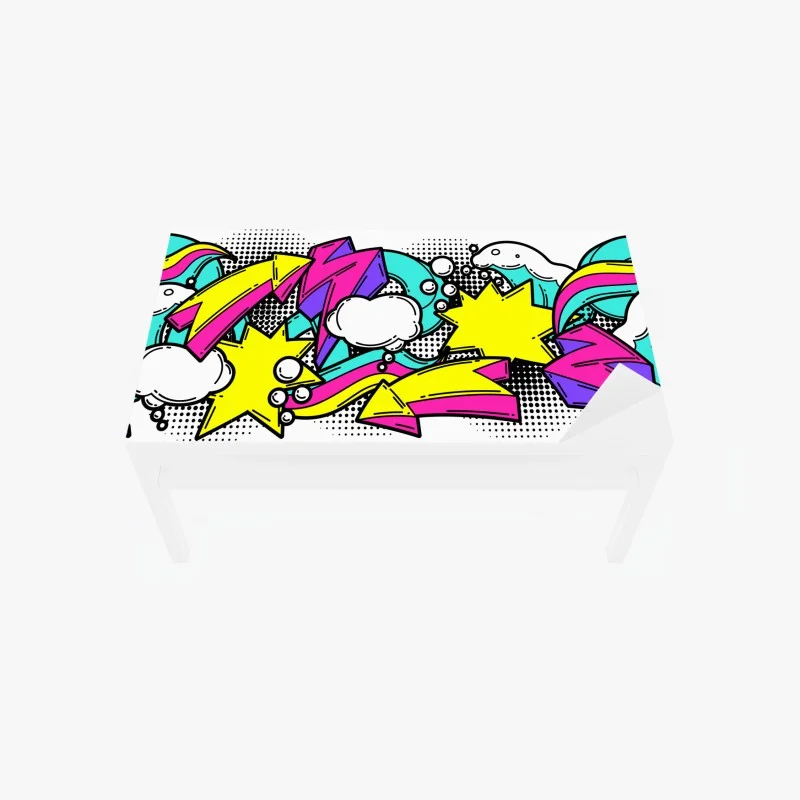 Adesivo per tavolo e scrivania esplosione pop di frecce e stelle