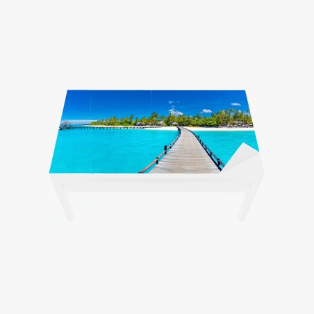 Adesivo per tavolo e scrivania passerella verso il paradiso tropicale • Wallissimo®