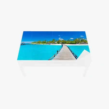 Adesivo per tavolo e scrivania passerella verso il paradiso tropicale • Wallissimo®