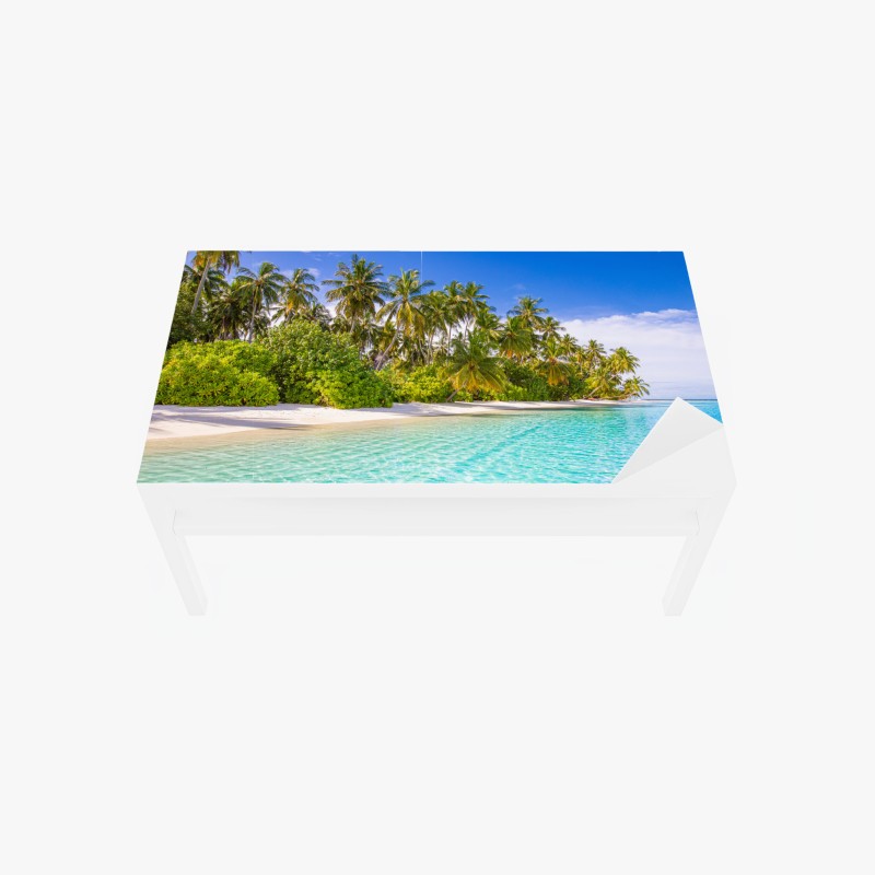Adesivo per tavolo e scrivania spiaggia tropicale e acqua cristallina