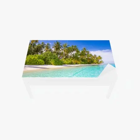 Adesivo per tavolo e scrivania spiaggia tropicale e acqua cristallina • Wallissimo®