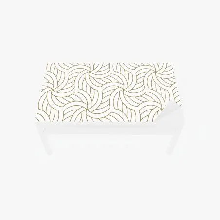 Adesivo per tavolo e scrivania motivo geometrico dorato su sfondo bianco • Wallissimo®