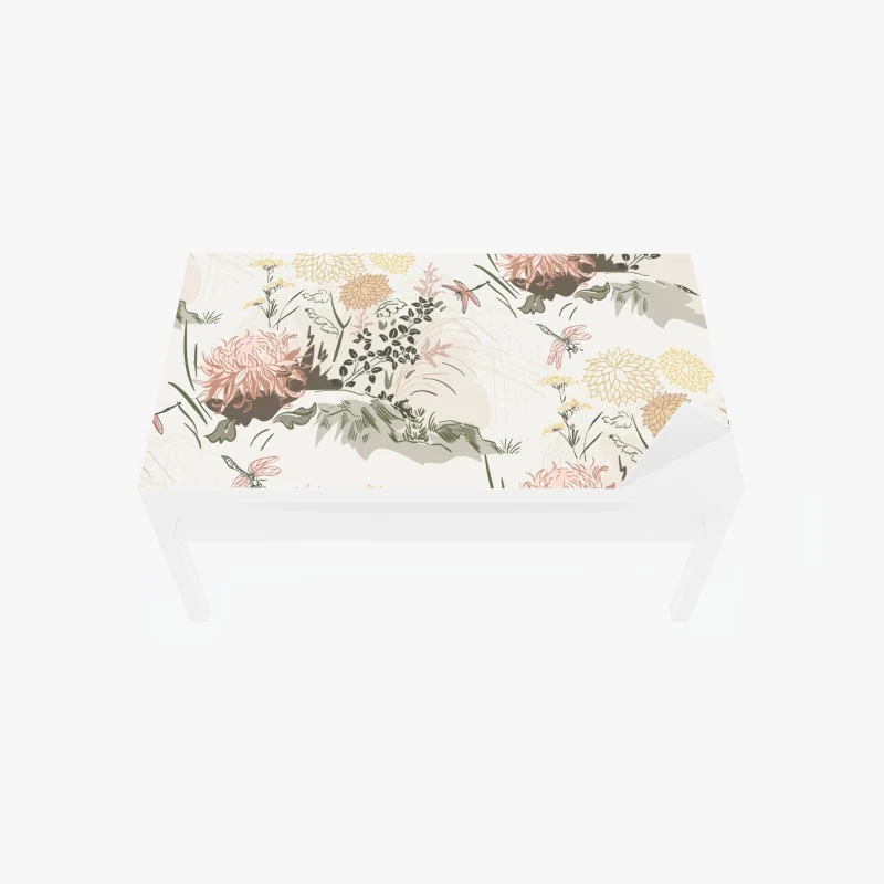 Adesivo per tavolo e scrivania motivo floreale delicato in colori pastello