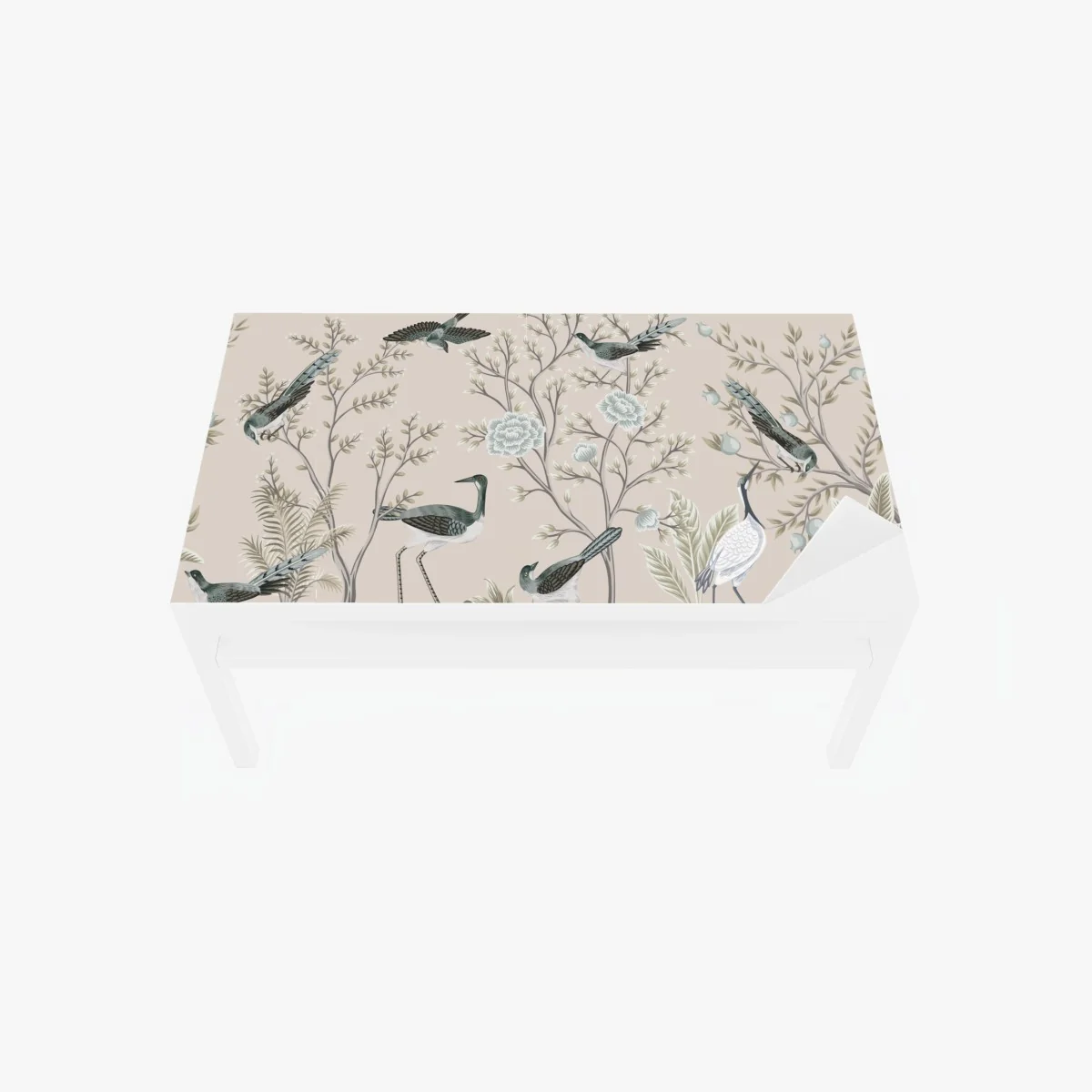 Adesivo per tavolo e scrivania motivo botanico con uccelli in stile vintage • Wallissimo® Adesivo per tavolo e scrivania motivo botanico con uccelli in stile vintage • Wallissimo®