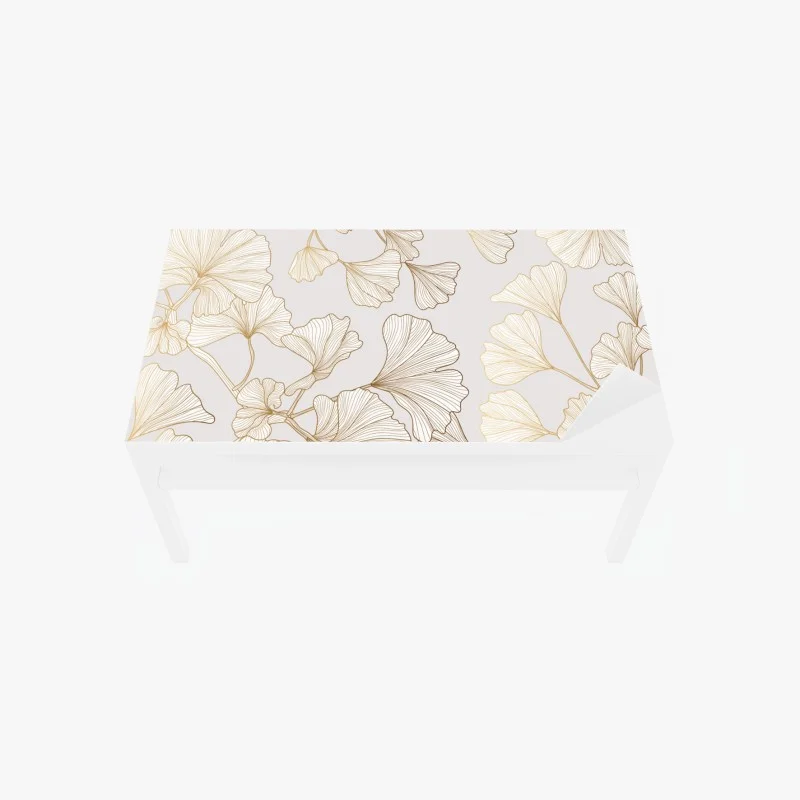 Adesivo per tavolo e scrivania foglie di ginkgo dorate su fondo chiaro