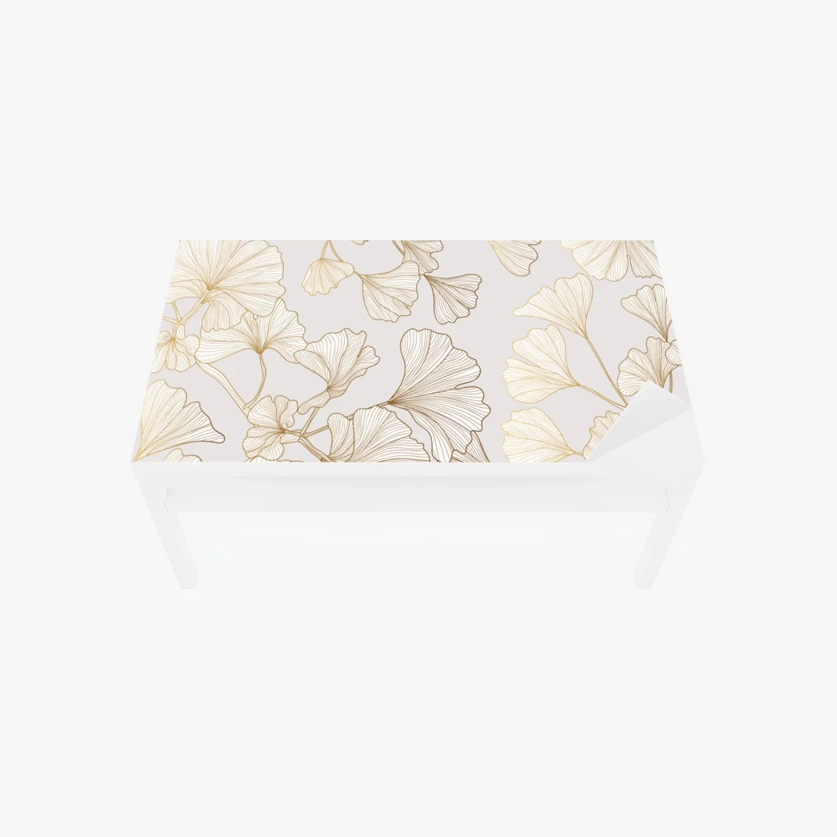 Adesivo per tavolo e scrivania foglie di ginkgo dorate su fondo chiaro • Wallissimo® Adesivo per tavolo e scrivania foglie di ginkgo dorate su fondo chiaro • Wallissimo®