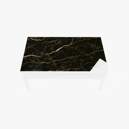 Adesivo per tavolo e scrivania marmo nero con venature dorate • Wallissimo®