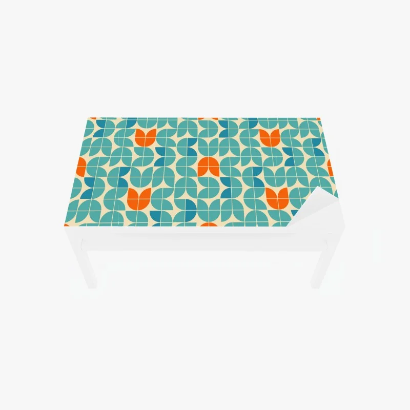 Adesivo per tavolo e scrivania motivo geometrico retrò con tulipani stilizzati