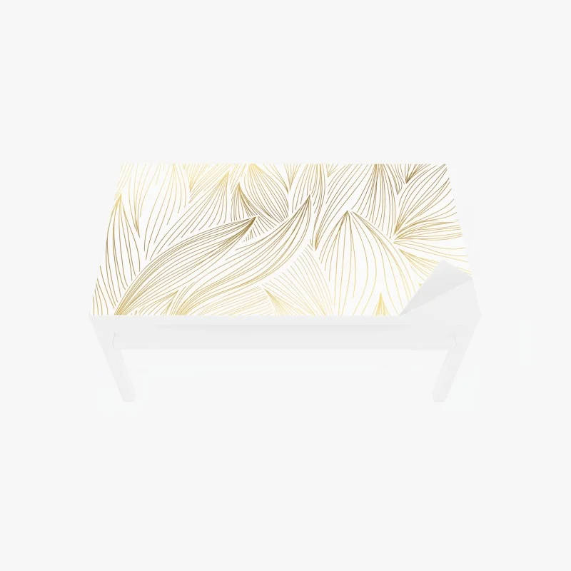 Adesivo per tavolo e scrivania motivo foglie dorate su sfondo bianco