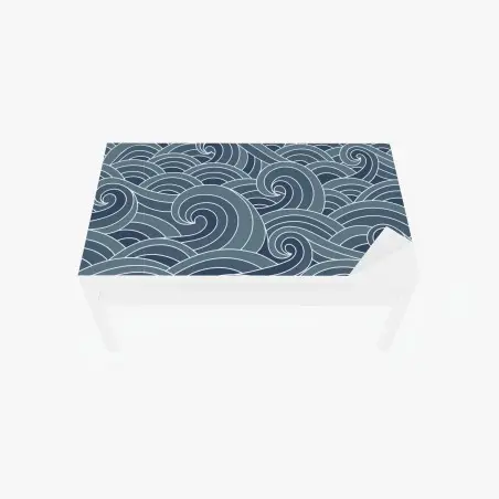 Adesivo per tavolo e scrivania motivo di onde marine stilizzate • Wallissimo®