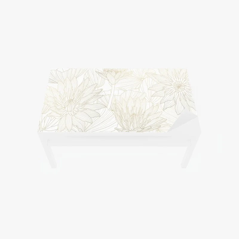 Adesivo per tavolo e scrivania ninfee in contorni dorati